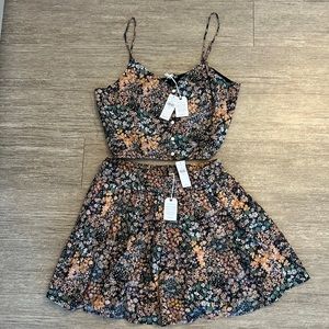 American Eagle Floral Matching Set Crop Top and Skirt